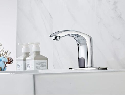 Automatic Sensor Touchless Bathroom Faucet Brushed Nickel Motion Actived Solid Brass Bathroom Sink Faucet with Hole Cover Plate Hands Free Vanity Faucets Deck Mount in Kuwait