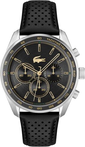 Lacoste Boston Men's Chronograph Watch, Leather Wristband, Water Resistant up to 5 ATM/50 Meters, Classic Watch for Men, 42mm in Kuwait