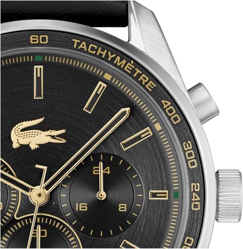 Lacoste Boston Men's Chronograph Watch, Leather Wristband, Water Resistant up to 5 ATM/50 Meters, Classic Watch for Men, 42mm in Kuwait
