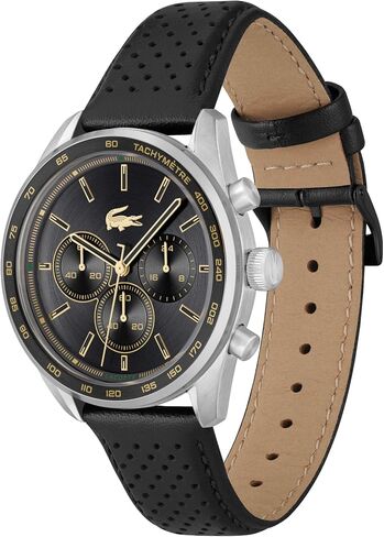 Lacoste Boston Men's Chronograph Watch, Leather Wristband, Water Resistant up to 5 ATM/50 Meters, Classic Watch for Men, 42mm in Kuwait