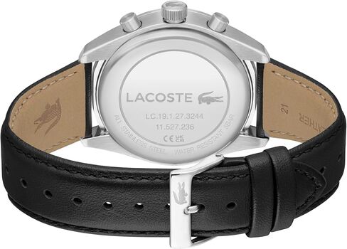 Lacoste Boston Men's Chronograph Watch, Leather Wristband, Water Resistant up to 5 ATM/50 Meters, Classic Watch for Men, 42mm in Kuwait