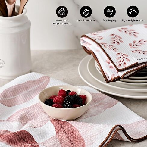 RECYCO Waffle Kitchen Towel Set of 2 - Quick Dry Microfiber Sustainable Dish Towels - Ultra Absorbent Reusable Cleaning Tea Towels - Lightweight Hand Towels,16"x 28", Black & White Mirage in Saudi Arabia