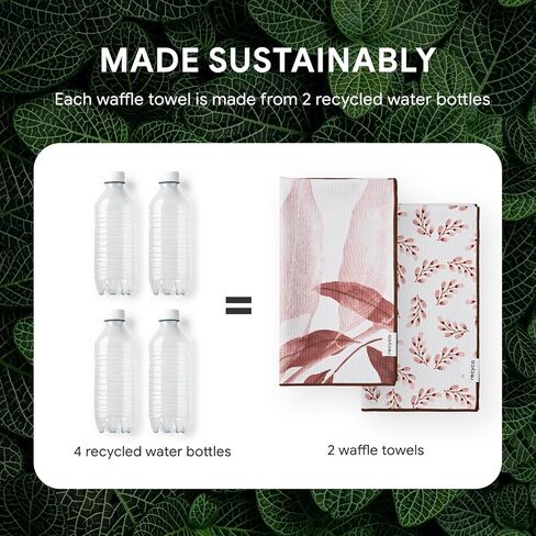 RECYCO Waffle Kitchen Towel Set of 2 - Quick Dry Microfiber Sustainable Dish Towels - Ultra Absorbent Reusable Cleaning Tea Towels - Lightweight Hand Towels,16"x 28", Black & White Mirage in Saudi Arabia