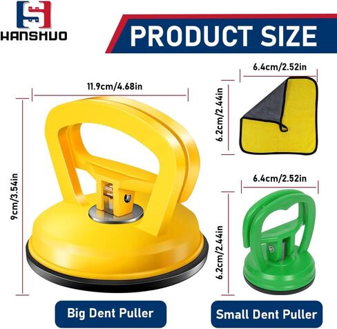 Dent Puller, Car Dent Puller Kit, 3 Pack Car Dent Puller Handle Lifter, Dent Remover Tool for Car Dent Repair, Suction Cup Dent Puller and No Paint Dent Repair Kit for Car Body Dent. (3Pcs Green) in Kuwait