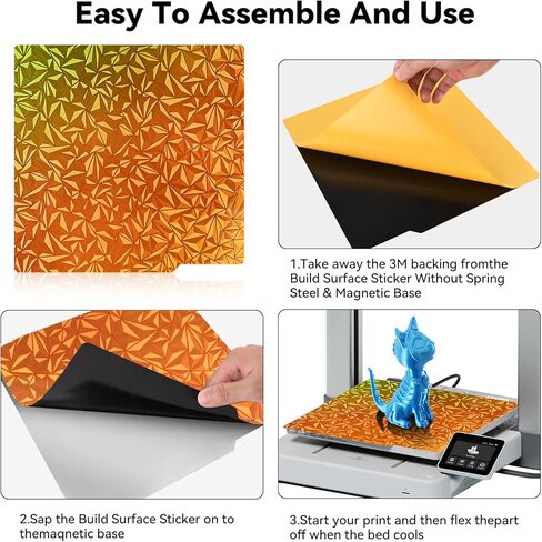 PEO Chameleon Build Surface Sticker 257x257mm, 3PCS 3D Print Heat Bed Platform Sticker Without Spring Steel Sheet and Magnetic Base for Bambu Lab X1/X1C/P1P/P1S/A1 3D Printers in Kuwait