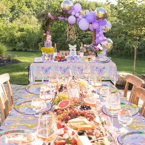 166 PCS Butterfly Birthday Party Supplies - Butterfly Plates, Napkins, Cups, Tablecloth, Knives, Fork, Spoon, and Straws for Girls Baby Shower, Fairy Themed Party Decorations, Serves 20 Guests in Kuwait