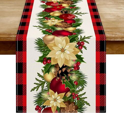 عداء طاولة الكريسماس - ريد ثلج ثلج ندفة الشتاء العطلة الزخرفية زخرفة مائدة الطاولة لتناول الطعام في المطبخ ، ديكور حفل عشاء داخلي في الهواء الطلق 13 × 72 بوصة in Kuwait