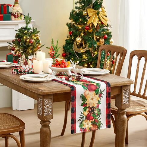 عداء طاولة الكريسماس - ريد ثلج ثلج ندفة الشتاء العطلة الزخرفية زخرفة مائدة الطاولة لتناول الطعام في المطبخ ، ديكور حفل عشاء داخلي في الهواء الطلق 13 × 72 بوصة in Kuwait