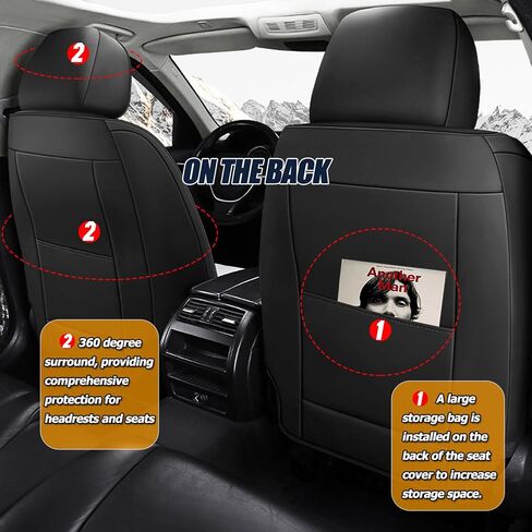 Front and Rear Seat Covers 5 Pieces, Waterproof Nappa Leather Sideless Car Seat Cushions Protective Auto Accessories, Universal Fit for Most Sedans SUV, Luxury Car Seat Cushion, Wine&Red in Saudi Arabia