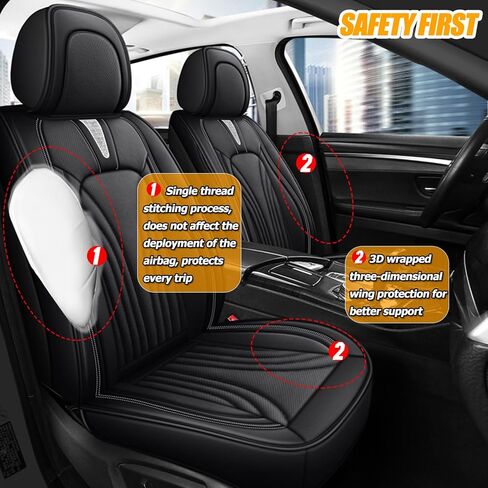 Front and Rear Seat Covers 5 Pieces, Waterproof Nappa Leather Sideless Car Seat Cushions Protective Auto Accessories, Universal Fit for Most Sedans SUV, Luxury Car Seat Cushion, Wine&Red in Saudi Arabia