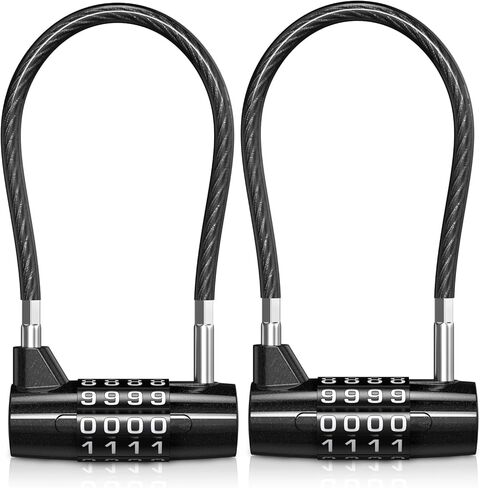 KeeKit 4 Digit Combination Padlock, Resettable Padlock with Steel Wire Rope, Waterproof Lengthened Password Lock for Gyms, Schools, Fences, Toolboxes, Boxes, Cabinets, Garages in Kuwait