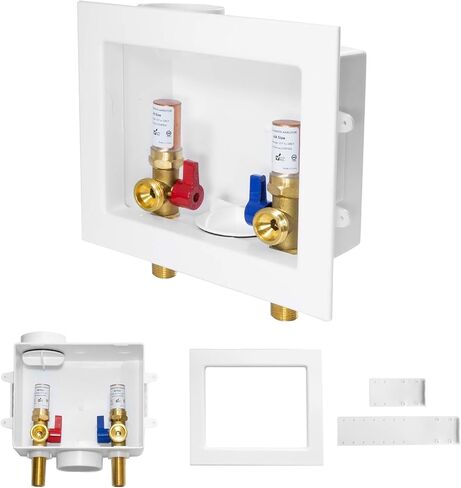 1 عبوة غسالة غسالة غسالة مخرج مع مصلحة مطرقة المياه النحاسية ، صندوق غسالة الغسيل PEX مع تصميم التصريف المركزي والجانبي (1/2 "COPPER PRESS CONNECTION INLET X 3/4" MHT Outlet) in Kuwait