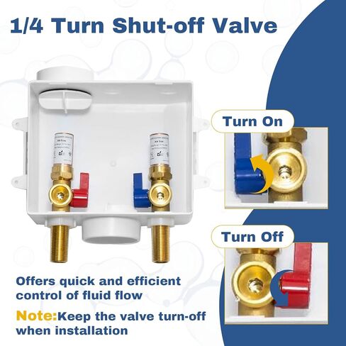 1 عبوة غسالة غسالة غسالة مخرج مع مصلحة مطرقة المياه النحاسية ، صندوق غسالة الغسيل PEX مع تصميم التصريف المركزي والجانبي (1/2 "COPPER PRESS CONNECTION INLET X 3/4" MHT Outlet) in Kuwait