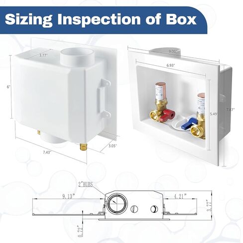 1 عبوة غسالة غسالة غسالة مخرج مع مصلحة مطرقة المياه النحاسية ، صندوق غسالة الغسيل PEX مع تصميم التصريف المركزي والجانبي (1/2 "COPPER PRESS CONNECTION INLET X 3/4" MHT Outlet) in Kuwait
