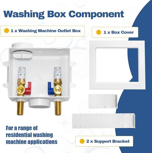 1 عبوة غسالة غسالة غسالة مخرج مع مصلحة مطرقة المياه النحاسية ، صندوق غسالة الغسيل PEX مع تصميم التصريف المركزي والجانبي (1/2 "COPPER PRESS CONNECTION INLET X 3/4" MHT Outlet) in Kuwait