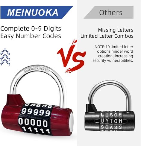 Direction Lock, U-bar Combination Padlocks with Code, 5 Digit Gym Locker Lock, Storage Lock, Combination Locks for Lockers, Indoor/Outdoor Use, Black in Kuwait