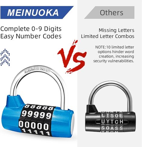 Direction Lock, U-bar Combination Padlocks with Code, 5 Digit Gym Locker Lock, Storage Lock, Combination Locks for Lockers, Indoor/Outdoor Use, Black in Kuwait