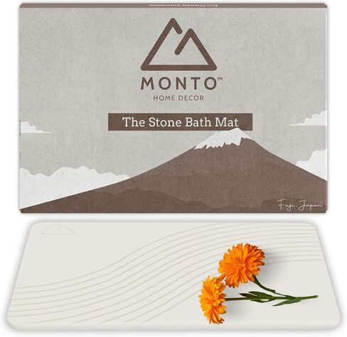 MONTO's Stone Bath Mat - Diatomaceous Earth Shower Mat, Non-Slip, Super Absorbent, Quick Drying Bathroom Floor Mat, Natural & Easy to Clean (Midnight Peak) in Saudi Arabia