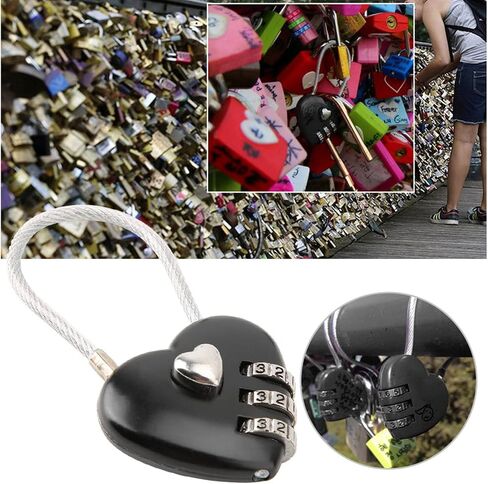 Combination Lock, 3 Digit Cute Love Padlock Mini Outdoor Combo Gate Lock Travel Luggage Locks Heart Shape Love Lock for Gym Locker, Extracurricular Locker, Home(red) in Kuwait