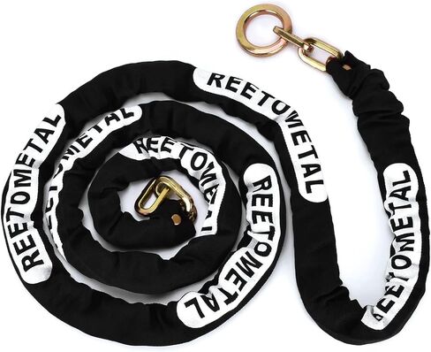 سلسلة قفل أمان REETOMETAL شديدة التحمل مع قفل تكبل مخفي معزز - فولاذ مقوى 6 أقدام × 5/16 (9 مم) رابط مربع و304 قفل مقطورة صلب من الفولاذ المقاوم للصدأ مضاد للقطع in Kuwait