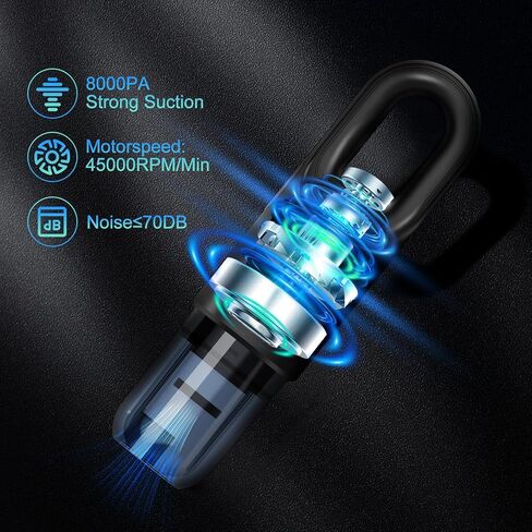 Handheld Vacuum Cleaner for Sofa and Car,Hand Held Vacuum with Filter,Car Hoovers Cordless Powerful 12000PA for Carpet,Pet Hair and Bed (White) in Kuwait