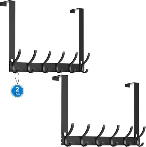 Over The Door Hooks,No Nail Over Door Hanger Holder,No Assembly Required Large Over The Door Towel Rack with 12 Hooks, Heavy Duty hooks for Bathroom,Bedroom,Kitchen,Hanging Towels,Coats (White) in Kuwait