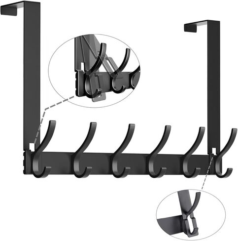 Over The Door Hooks,No Nail Over Door Hanger Holder,No Assembly Required Large Over The Door Towel Rack with 12 Hooks, Heavy Duty hooks for Bathroom,Bedroom,Kitchen,Hanging Towels,Coats (White) in Kuwait