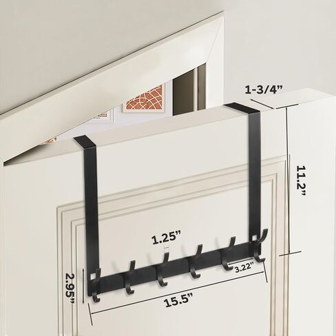 Over The Door Hooks,No Nail Over Door Hanger Holder,No Assembly Required Large Over The Door Towel Rack with 12 Hooks, Heavy Duty hooks for Bathroom,Bedroom,Kitchen,Hanging Towels,Coats (White) in Kuwait