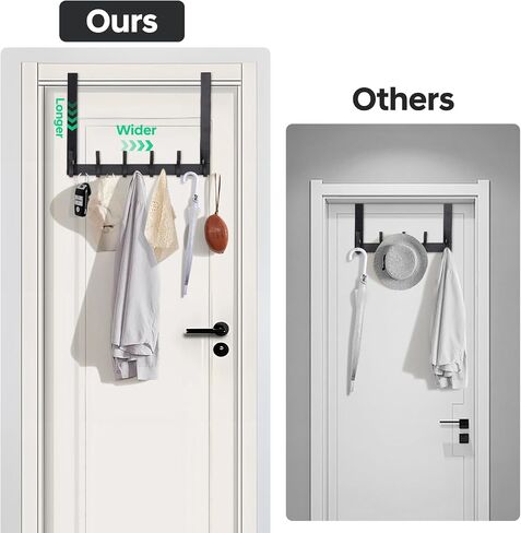 Over The Door Hooks,No Nail Over Door Hanger Holder,No Assembly Required Large Over The Door Towel Rack with 12 Hooks, Heavy Duty hooks for Bathroom,Bedroom,Kitchen,Hanging Towels,Coats (White) in Kuwait