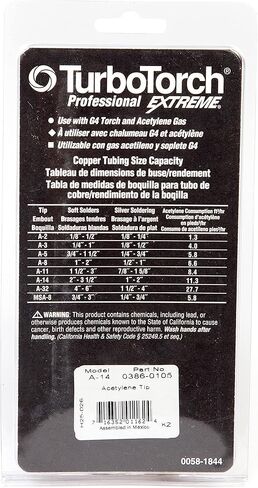 TurboTorch 0386-0106 A-32 3/4 "TIP اليدوي لمقابض PLF-A5 أو G-4 ، أسيتيلين الهواء ، لحام ناعم من 4 إلى 6" ، BRAGH ، المسمار المكتبي القابل للإزالة ، واحد in Kuwait