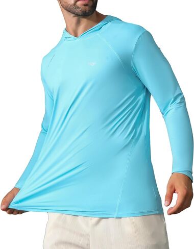 Angel season Men's Rash Guard Shirts Long Sleeve Summer Sun UPF 50 Quick Dry Waterproof Swim Shirt Outdoor Swimwear Tahiti Blue L in Kuwait