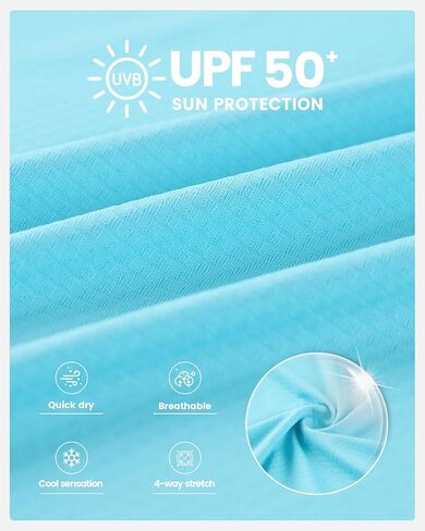 Angel season Men's Rash Guard Shirts Long Sleeve Summer Sun UPF 50 Quick Dry Waterproof Swim Shirt Outdoor Swimwear Tahiti Blue L in Kuwait