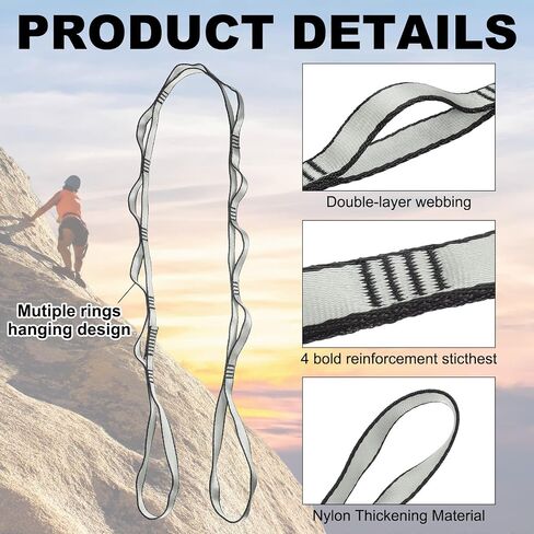 PATIKIL 22KN Adjustable Daisy Chain Yoga Extend Belt, Nylon Climbing Sling Straps for Home Workout Exercise Pilates Gymnastics in Kuwait