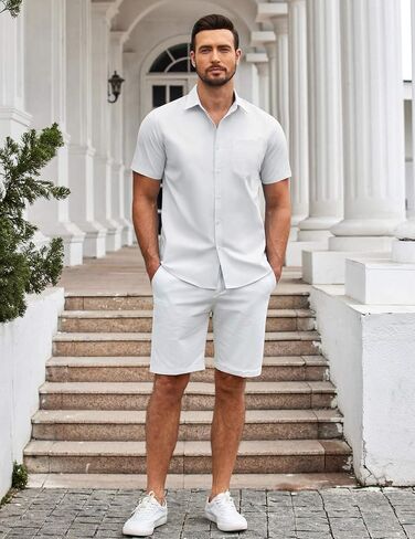 COOFANDY Mens Short Sleeve Dress Shirts Stain Shield Button Down Shirt Business Casual Shirts for Men in Saudi Arabia