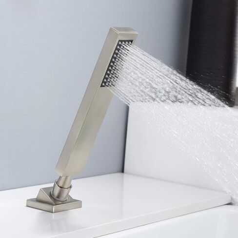 SUMERAIN Roman Tub Faucet Set 5 Holes Deck Mount Waterfall Bathtub Faucet with Handheld Shower Brushed Gold in Kuwait