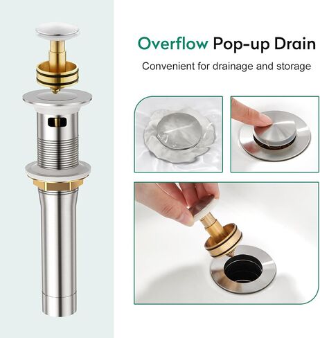 CREA Brushed Gold Bathroom Faucet 1 Hole,Gold Waterfall Bathroom Faucet Single Handle Bathroom Sink Faucet with Drain Stopper/ 3 Hole Deck Plate,RV Basin Vanity Faucet,Stainless Steel in Kuwait