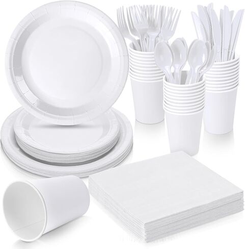 Dandat 350 Pcs Bridal Shower Decorations Baby Shower Party Supplies Include Baby Shower Plates and Cups and Napkins Sets with Plastic Forks Knives Spoons for Wedding Birthday (Light Blue) in Saudi Arabia
