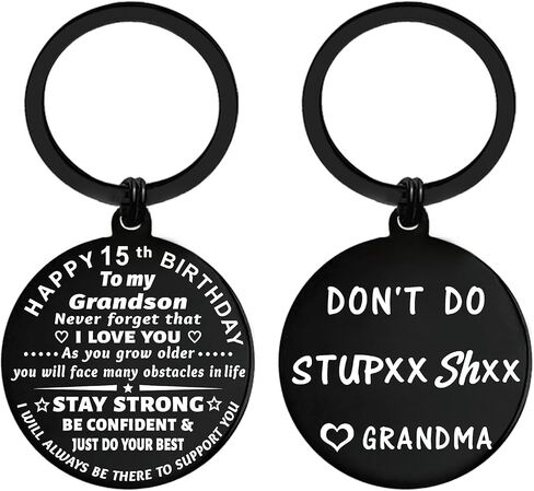 ENGZHI Son 15th Birthday Gifts from Mom, 15 Year Old Boy Gift Ideas, 15th Birthday Decorations for Him, Age 15 Bday Keychain in Saudi Arabia