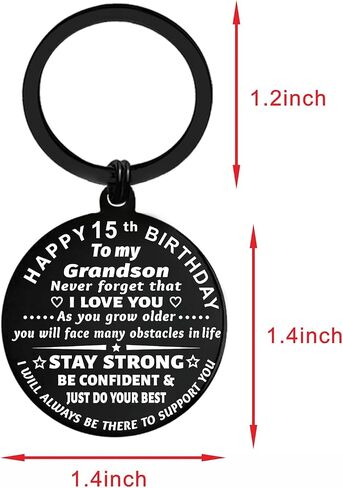 ENGZHI Son 15th Birthday Gifts from Mom, 15 Year Old Boy Gift Ideas, 15th Birthday Decorations for Him, Age 15 Bday Keychain in Saudi Arabia