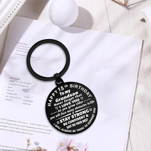 ENGZHI Son 15th Birthday Gifts from Mom, 15 Year Old Boy Gift Ideas, 15th Birthday Decorations for Him, Age 15 Bday Keychain in Saudi Arabia