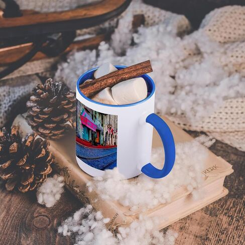 3Drose USA Georgia Savannah Buildings على طول River Street Two Two Mug ، 11 أوقية ، أسود in Kuwait