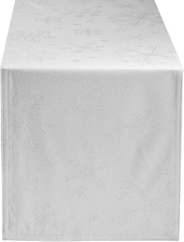 Harorbay White Table Runner 13 × 95 بوصة ، وشاح مزرعة الفضة مزرعة لغرفة الطعام في المطبخ حفلة الشتاء ، طاولة تطريز الثلج على طاولة القهوة (استير دولة) in Saudi Arabia