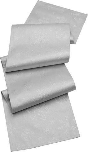 Harorbay White Table Runner 13 × 95 بوصة ، وشاح مزرعة الفضة مزرعة لغرفة الطعام في المطبخ حفلة الشتاء ، طاولة تطريز الثلج على طاولة القهوة (استير دولة) in Saudi Arabia