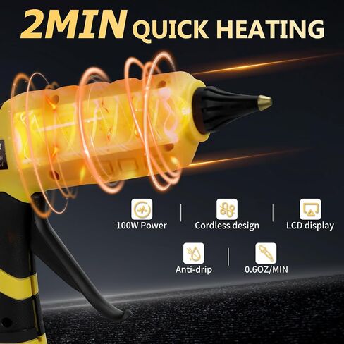 مسدس الغراء الساخن اللاسلكي لبطارية Milwaukee 18V ، مسدس غراء لاسلكي 100 واط مع 10 عصي غراء ، مسدس الغراء الثقيل باليد لـ DIY ، حرفة (بدون بطارية） in Kuwait