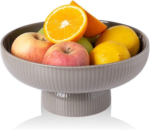 Ceramic Fruit Bowl with Draining Holes, 10" Large Fruit Basket with Multifunctional Removable Pedestal, Decorative Fruit Bowl for Table Countertop, Fruit and Vegetable Holder, White in Kuwait