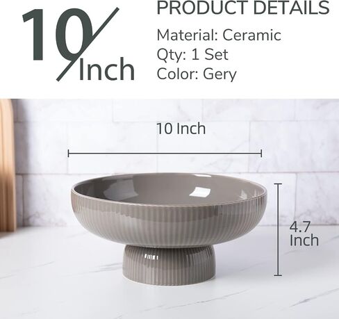 Ceramic Fruit Bowl with Draining Holes, 10" Large Fruit Basket with Multifunctional Removable Pedestal, Decorative Fruit Bowl for Table Countertop, Fruit and Vegetable Holder, White in Kuwait