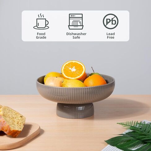 Ceramic Fruit Bowl with Draining Holes, 10" Large Fruit Basket with Multifunctional Removable Pedestal, Decorative Fruit Bowl for Table Countertop, Fruit and Vegetable Holder, White in Kuwait