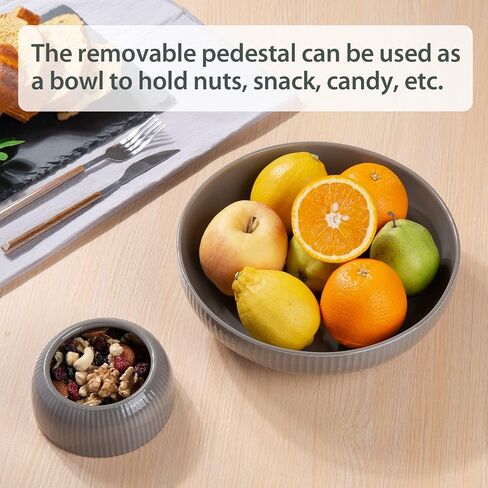 Ceramic Fruit Bowl with Draining Holes, 10" Large Fruit Basket with Multifunctional Removable Pedestal, Decorative Fruit Bowl for Table Countertop, Fruit and Vegetable Holder, White in Kuwait