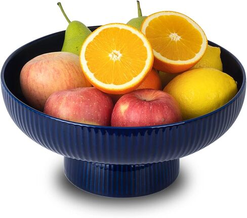 Ceramic Fruit Bowl with Draining Holes, 10" Large Fruit Basket with Multifunctional Removable Pedestal, Decorative Fruit Bowl for Table Countertop, Fruit and Vegetable Holder, White in Kuwait