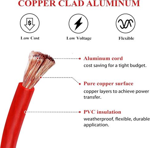 2/0 AWG Battery Cable (12 Feet Black, 12 Feet Red) - 2/0 Gauge CCA Welding Wire with SC Connector Lugs & 3:1 Heat Shrink Tubes for Solar, Car, RV, Accumulator in Kuwait